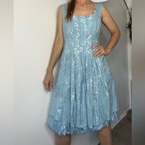 April Cornell Light blue Floral Dress Sz XS